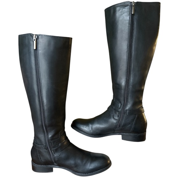 Clarks Malia Waves Knee High Boots Womens Size 9.5 Black Leather Side Zip. EUC! - Picture 9 of 14